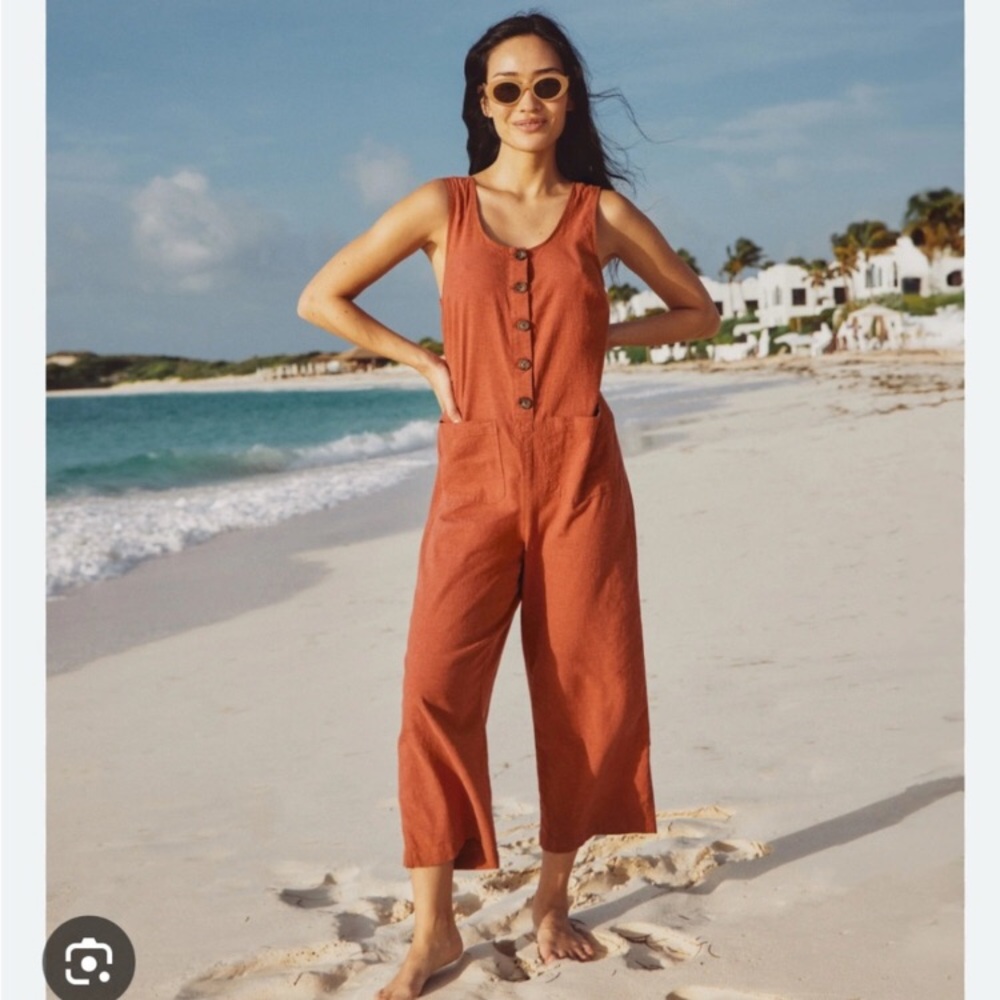 Marine Layer Sydney in clay color way size Large jumpsuit overalls orange